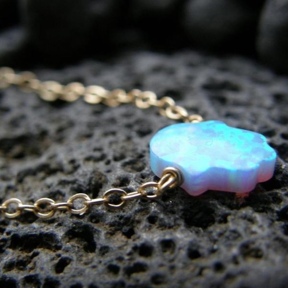 Hamsa Opal Necklace